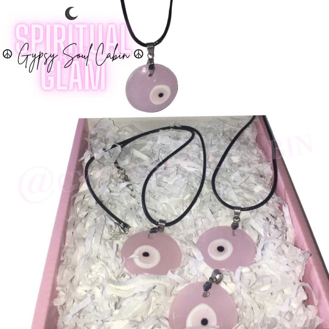 Pink Evil Eye Protection Rope Necklace