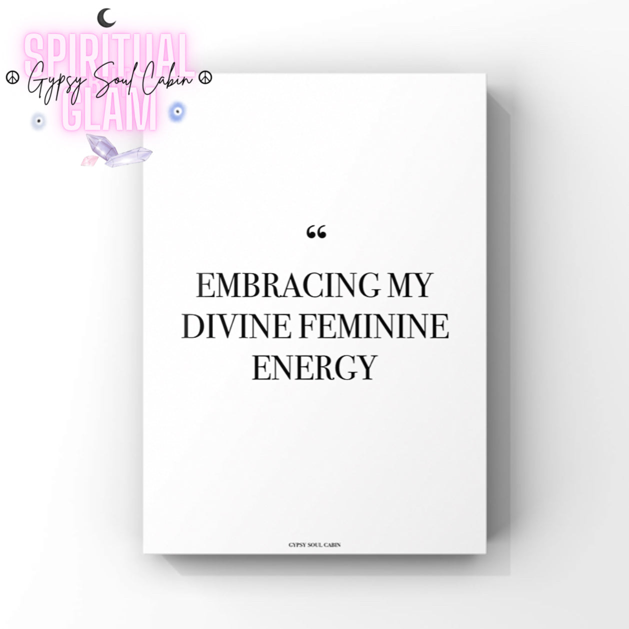 Empowering feminine energy quote print on white background, featuring motivational messages for inspiration and self-love, perfect for wall decor.