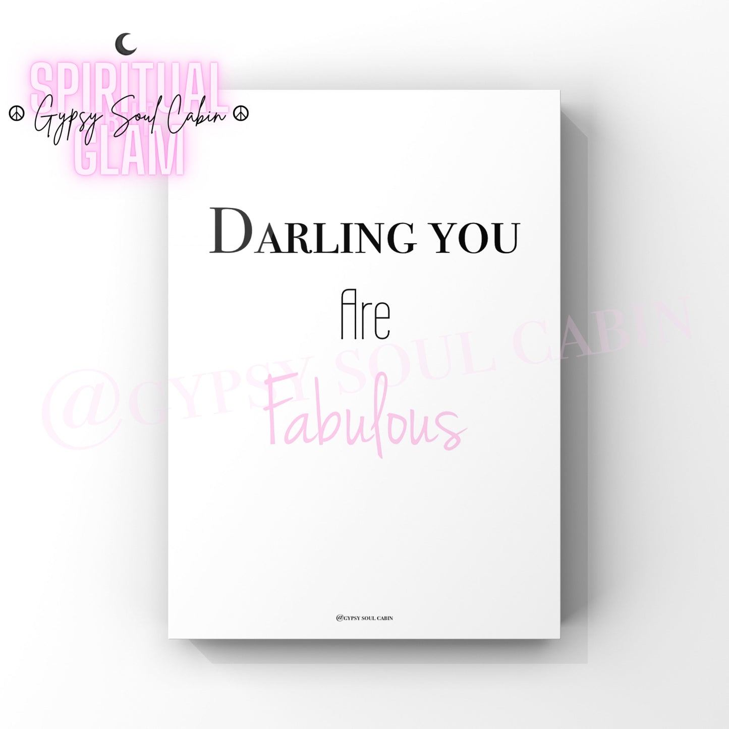 Minimalist typography wall art print with the text Darling You Are in a bold serif font and Fabulous highlighted in a chic pink cursive font.