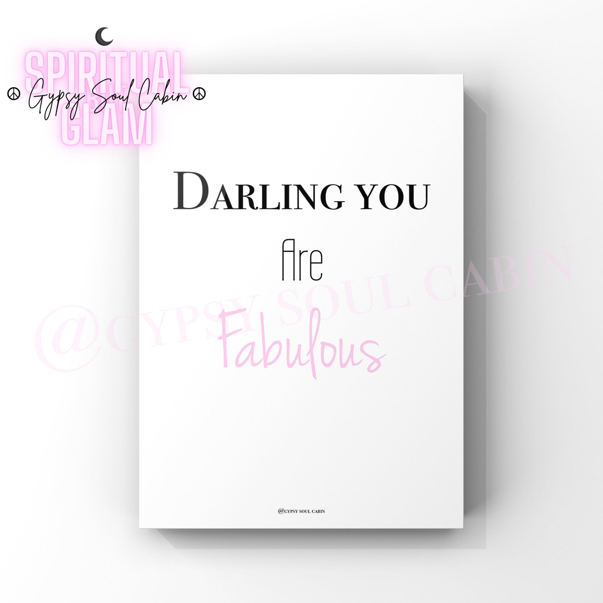 Minimalist typography wall art print with the text Darling You Are in a bold serif font and Fabulous highlighted in a chic pink cursive font.